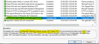 fix sccm dot net version error during