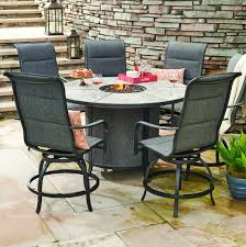 outdoor high dining set with fire pit