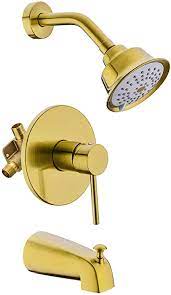 Brush the surface of the shower with a toothbrush and a toothpaste. Hanebath Brushed Gold Shower Faucet Set Tub And Shower Trim Kit With 3 Spray Shower Head And Pressure Balance Valve Wall Mounted Shower System Amazon Com