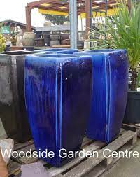 Tall Milan Blue Glazed Pot Planters