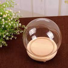 Round Decorative Glass Dome With Wooden