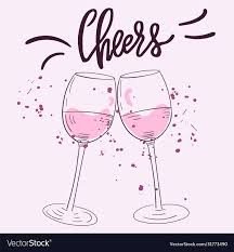 Wine Glasses And Text Cheers Vector