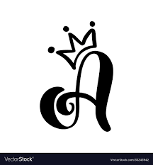 vine cute letter a with crown