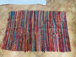 chunky bright multi coloured rag rug