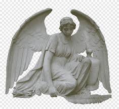 crying angel woman holding leaf statue
