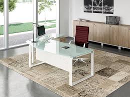 Glass Top Ring Leg Executive Desk