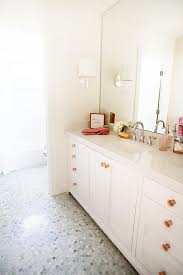 White Bathroom Vanity With Pink Glass