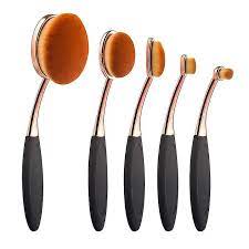oval makeup brush set of 5 professional