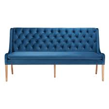 This bench measures 62.5 wide, so three people can sit comfortably. Jacob 200cm Blue Velvet Button Back Dining Bench