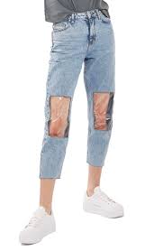 Clear Knee Mom Jeans