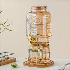 Glass Cold Juice Jar Dispenser And Cup