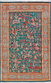 hunting qum hand knotted persian rug