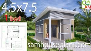 Check spelling or type a new query. Small House Plans 4 5x7 5 With One Bed Shed Roof Samhouseplans