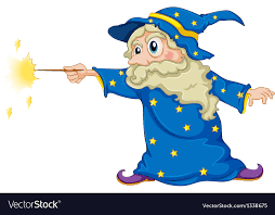 A wizard holding a magic wand Royalty Free Vector Image