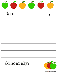Free Printable Apple Themed Letter Writing Template Practice
