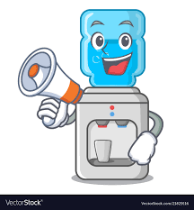 with megaphone cartoon water cooler for