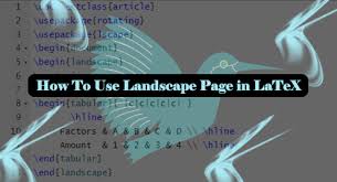 how to use landscape page in latex