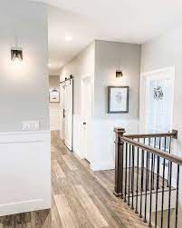 light grey walls with white wainscoting