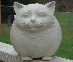 Concrete Statue Whimsical Fat Cat Wa