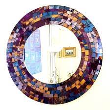 Round Mosaic Wall Mirror Purple And