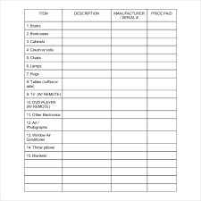Home Inventory Template 15 Free Excel Pdf Documents