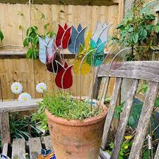 Stained Glass Lily Tulip Plant Pot