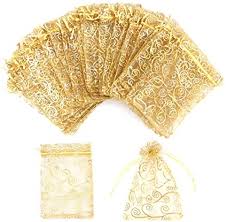 organza gift bags 100pcs gold sheer