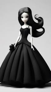 barbie doll wearing a black dress