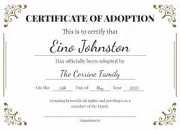 adoption certificate free google docs