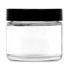 Clear 2 Oz Glass Jar W Black Lid Pack