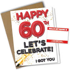Birthday card with funny cats. Funny 60th Birthday Card With Kraft Envelope And Sticker Funny Gag Name Tag Balloon Number Letter Design Premium Walmart Canada