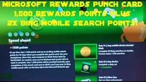 Join microsoft rewards and start giving with bing. Xbox Bonus Round Microsoft Rewards Punch Card 1 500 Rewards Points 2x Bing Mobile Points Youtube