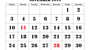 November 2019 Holidays Calendar Usa Uk Canada India