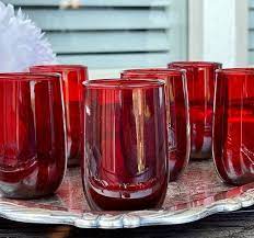 1930s Ruby Red Juice Glasses Roly Poly