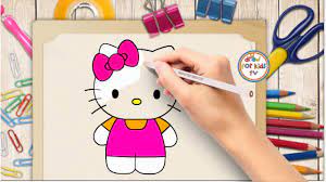 ☑ 👉 Hướng dẫn vẽ mèo Kitty - Cách vẽ Hello Kitty đơn giản - How to draw Hello  Kitty - YouTube