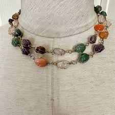 natural stones long necklace