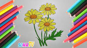 Bé tập vẽ và tô màu HOA CÚC VÀNG - How to drawing and coloring flowers -  YouTube