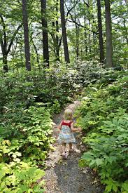 visiting garden in the woods with kids