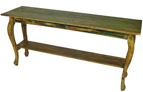 Painted Wood Curved Leg Sofa Table Green
