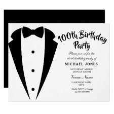 Suit Tie Mens 100th Birthday Party Invitation Birthday Cards