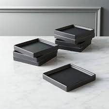 Square Modern Black Appetizer Plate Set