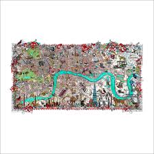 art print london map river thames art