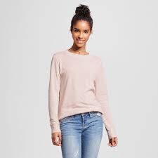 Womens Washed Crewneck Pullover Sweatshirt Pink S Miss