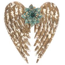 angel wings flower metal wall decor