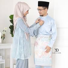 Baju raya sedondon couple family murah 2019 165 photos. Baju Kurung Aureliya Baju Melayu Anas Warna Dusty Blue