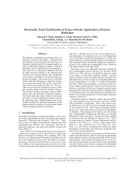 pdf personality trait classification of essays the application pdf personality trait classification of essays the application of feature reduction