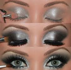 eye makeup for white and silver dress