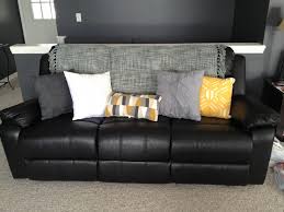 loading black leather couch black