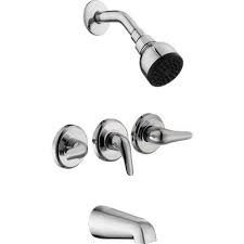 The handles and spouts are made in. Triple Handle Bathtub Shower Faucet Combos Bathtub Faucets The Home Depot