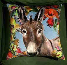 Buy Velvet Donkey Cushion Cover Blue